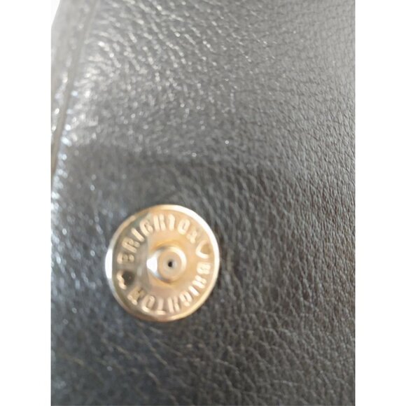 Vintage Black Brighton Leather Crossbody Bag With Brown Croc Embossed Flap & Adj - Picture 16 of 16